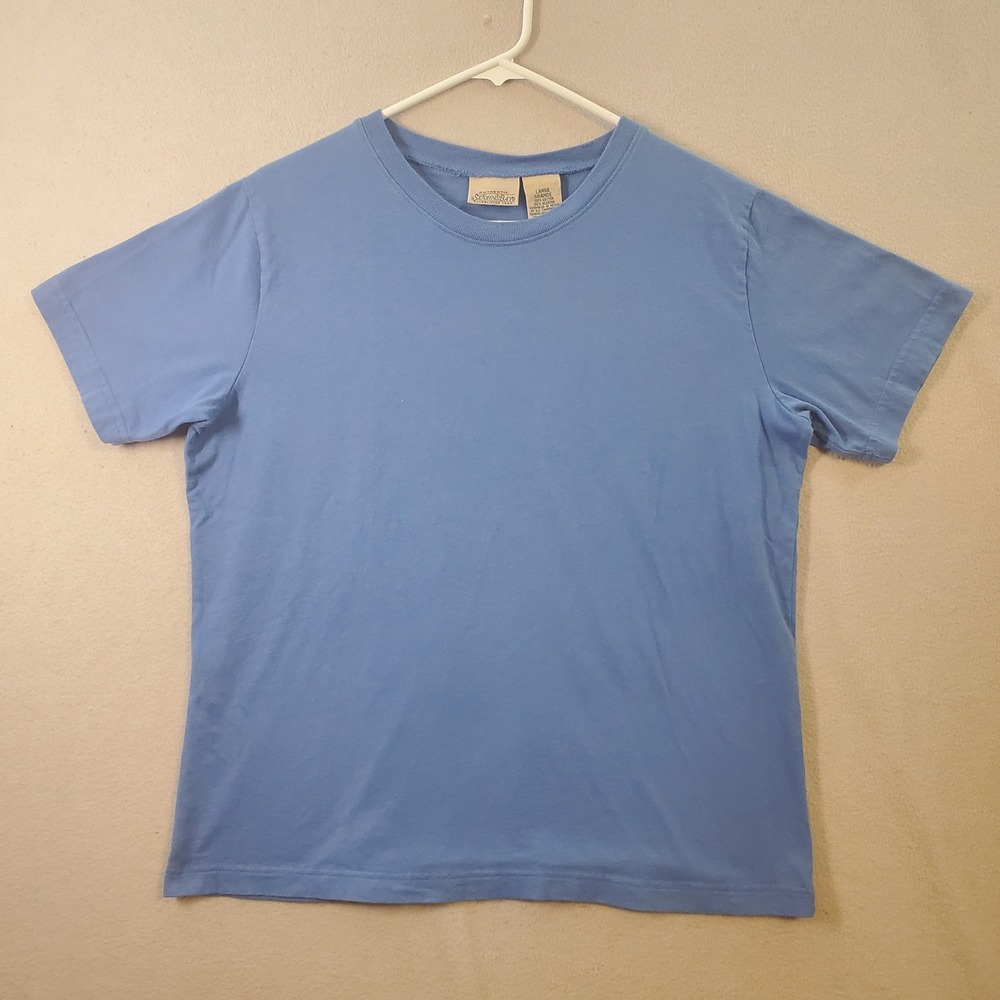 St Johns Bay Mens Medium Blue Cotton Short Sleeve Crew Neck Basic Blank T-Shirt